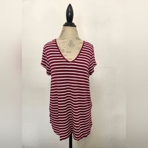 Women's Cupio Striped Vneck Shirt Size Large